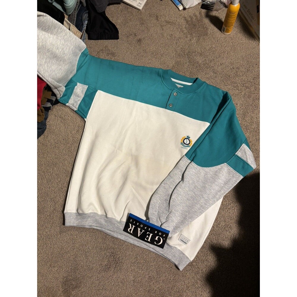 NWT Vintage Mens XL University of Vermont Sweatshirt Gear for Sports Green White